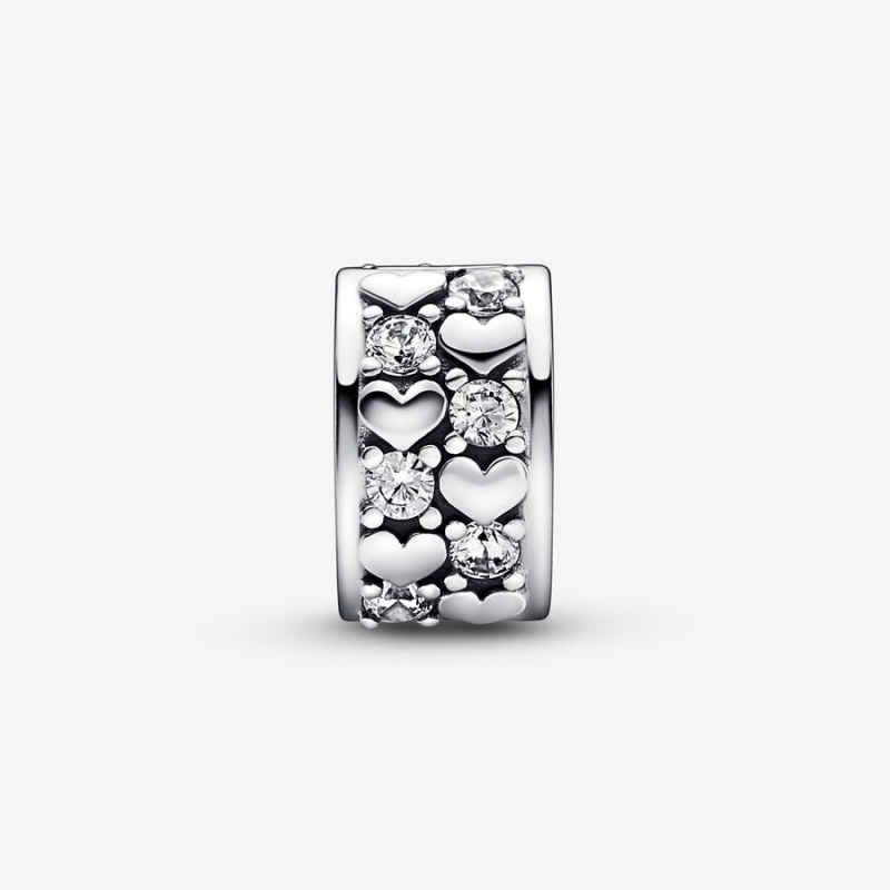 Sterling Silver Pandora Infinite Hearts Sparkling Clip Clips | 350-ABVOQL