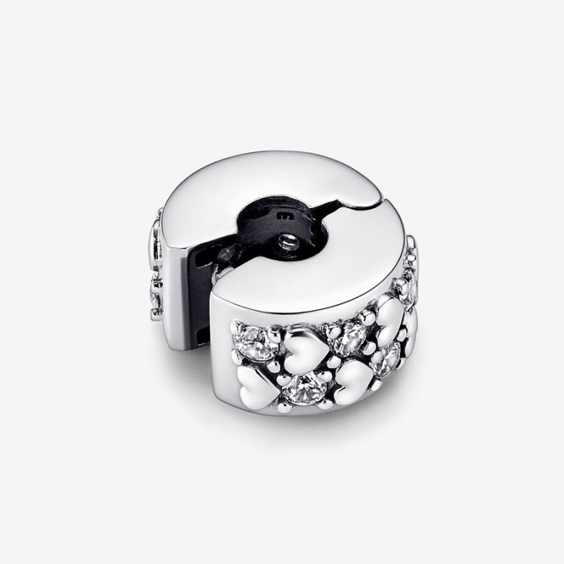 Sterling Silver Pandora Infinite Hearts Sparkling Clip Clips | 350-ABVOQL