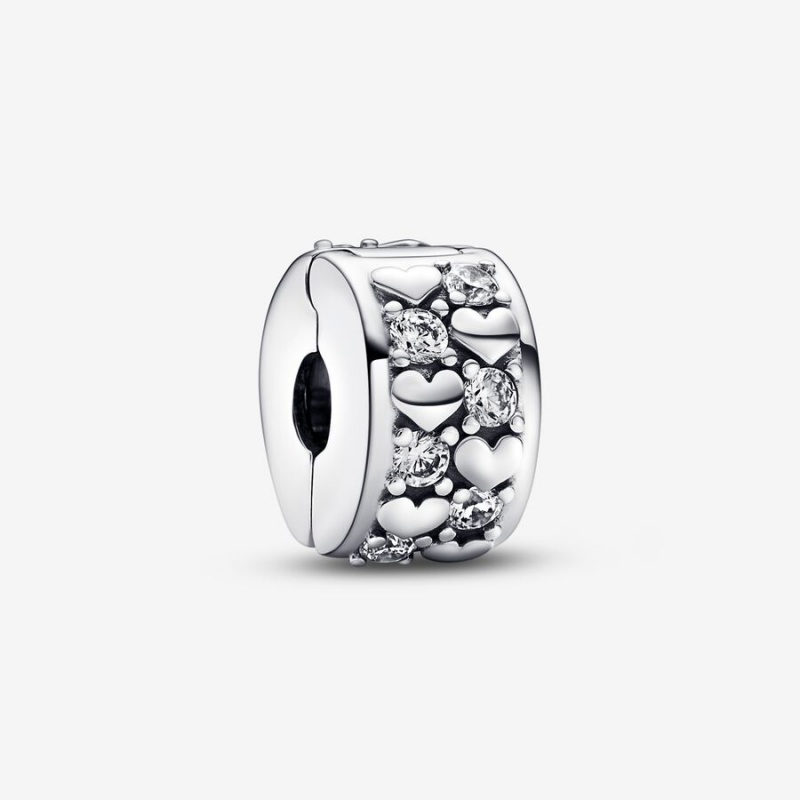 Sterling Silver Pandora Infinite Hearts Sparkling Clip Clips | 350-ABVOQL