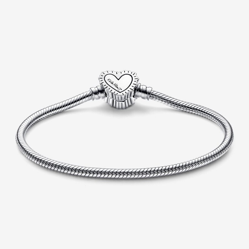 Sterling Silver Pandora Keith Haring x Moments Radiant Heart Snake Chain Bracelets | 705-EPIFOW