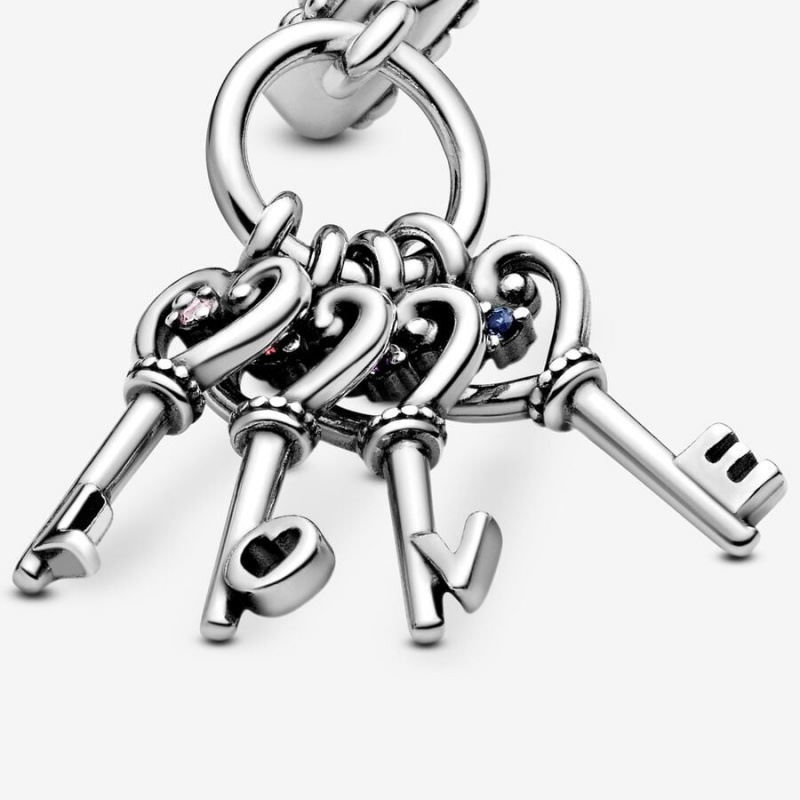 Sterling Silver Pandora Keys of Love Dangle Dangle Charms | 215-RTHIPW