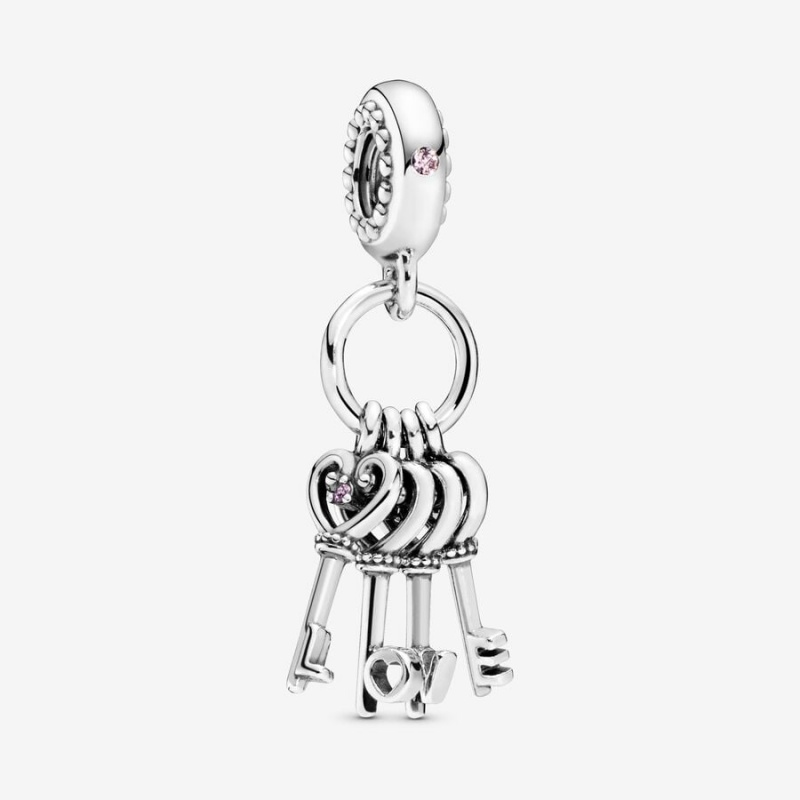 Sterling Silver Pandora Keys of Love Dangle Dangle Charms | 215-RTHIPW