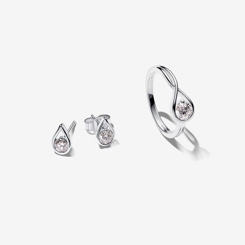 Sterling Silver Pandora Lab-created Diamond Styled Sets | 862-QEMHKA