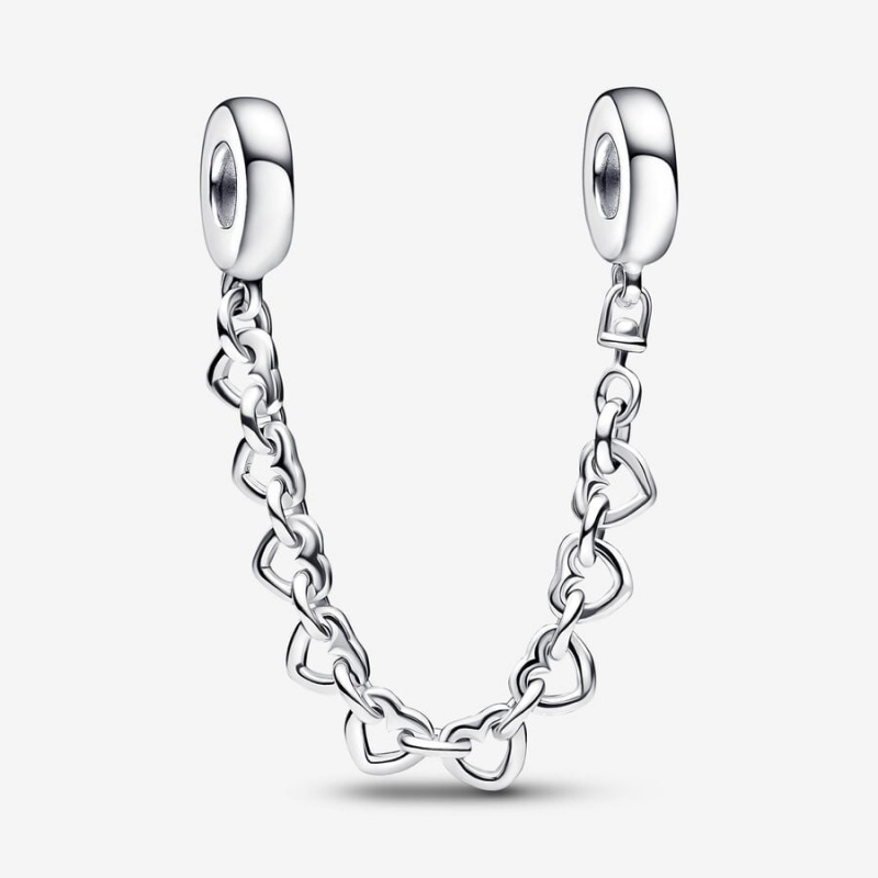 Sterling Silver Pandora Linked Hearts Safety Safety Chains | 601-HJIMTE