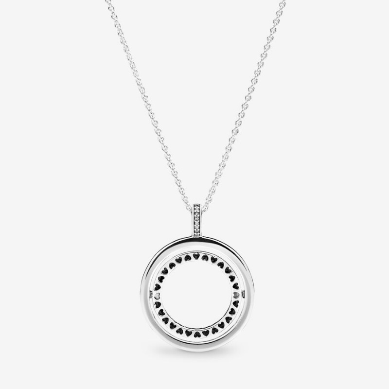 Sterling Silver Pandora Logo Circle Chain Necklaces | 208-QKYLSW