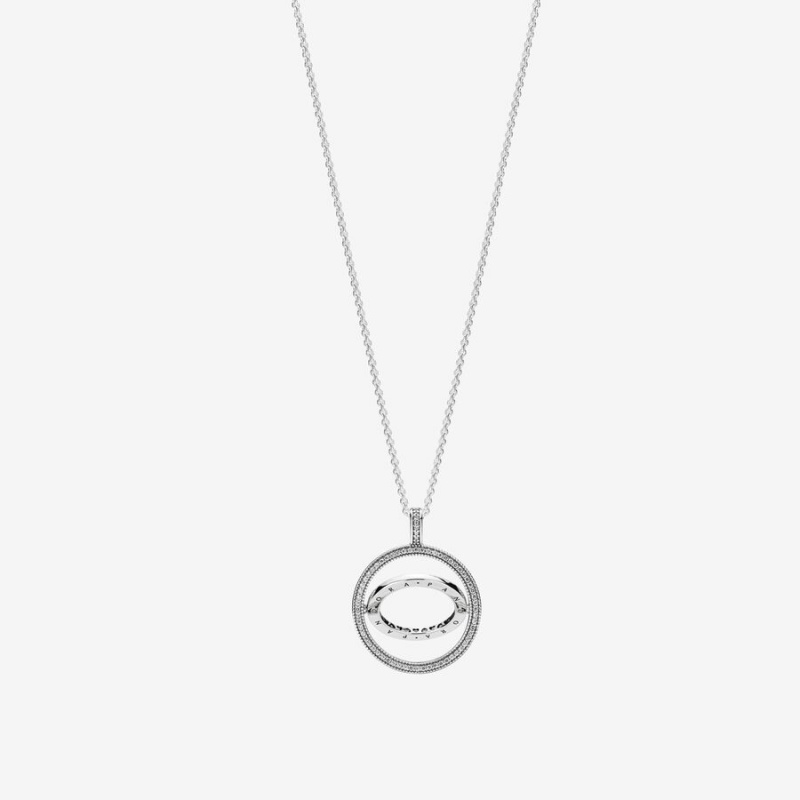 Sterling Silver Pandora Logo Circle Chain Necklaces | 208-QKYLSW