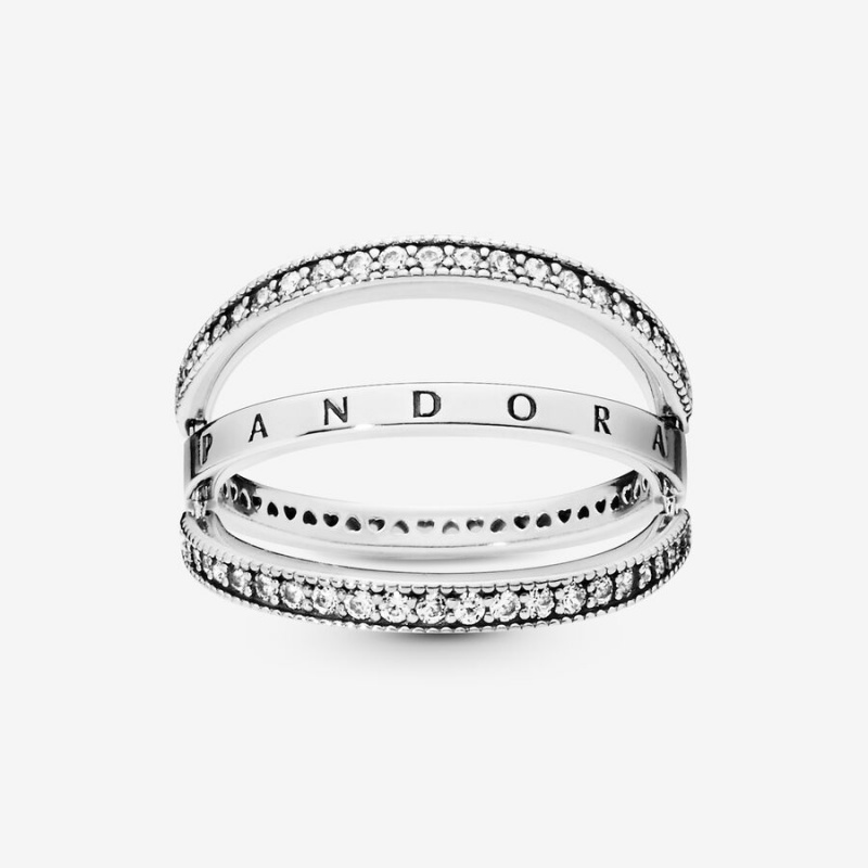 Sterling Silver Pandora Logo ands Heart & Promise Rings | 574-BTJGOZ