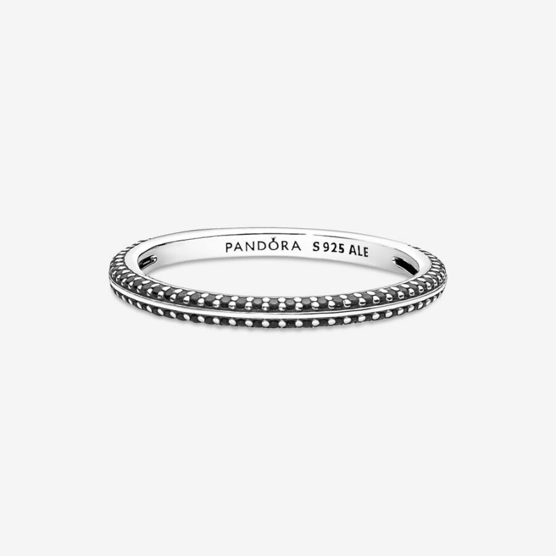 Sterling Silver Pandora ME Black Pavé Stackable Rings | 538-RGZEVU