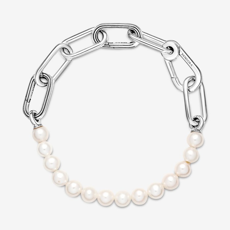 Sterling Silver Pandora ME Treated Freshwater Cultured Pearl Link Bracelets | 085-BDXYON