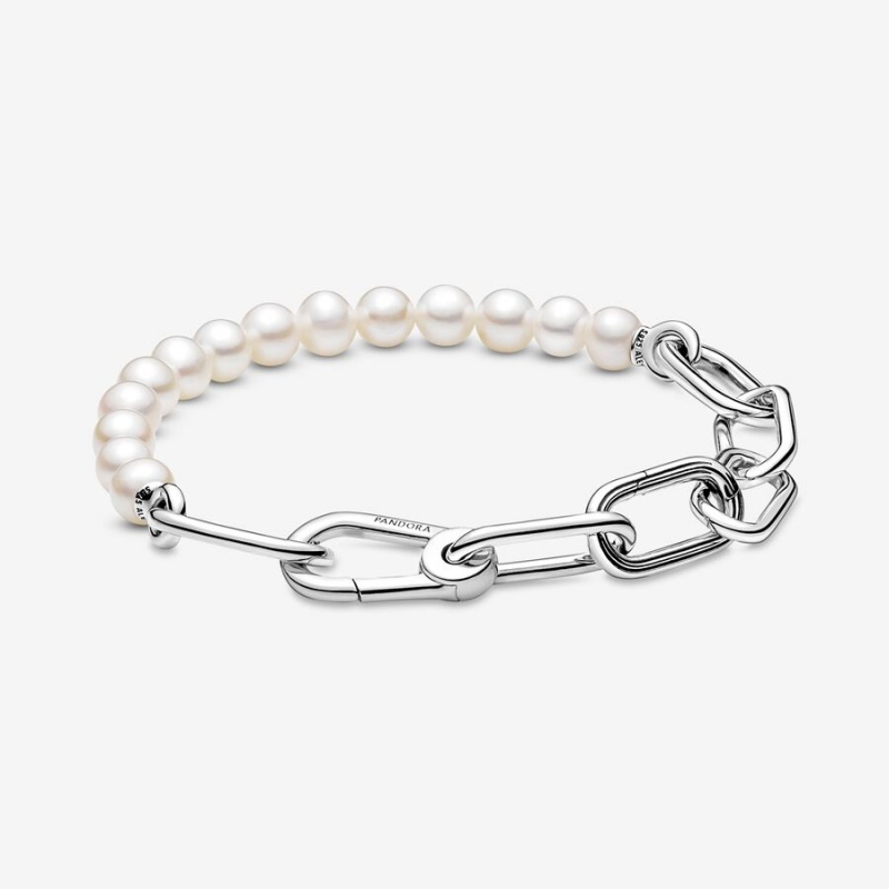 Sterling Silver Pandora ME Treated Freshwater Cultured Pearl Link Bracelets | 085-BDXYON