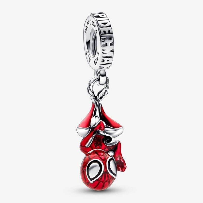 Sterling Silver Pandora Marvel Hanging Spider-Man Dangle Dangle Charms | 042-XUPEQN