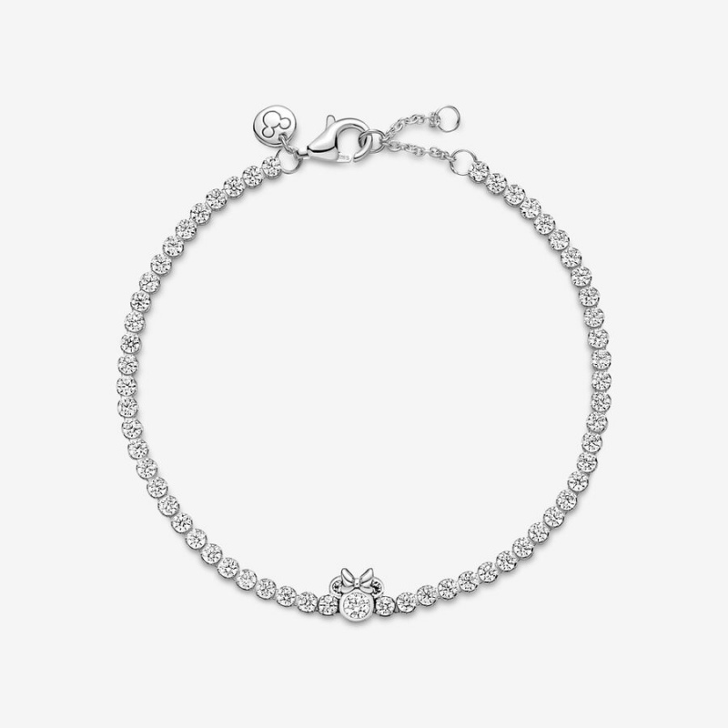 Sterling Silver Pandora Minnie Mouse Tennis Chain Bracelets | 521-DCRPTW