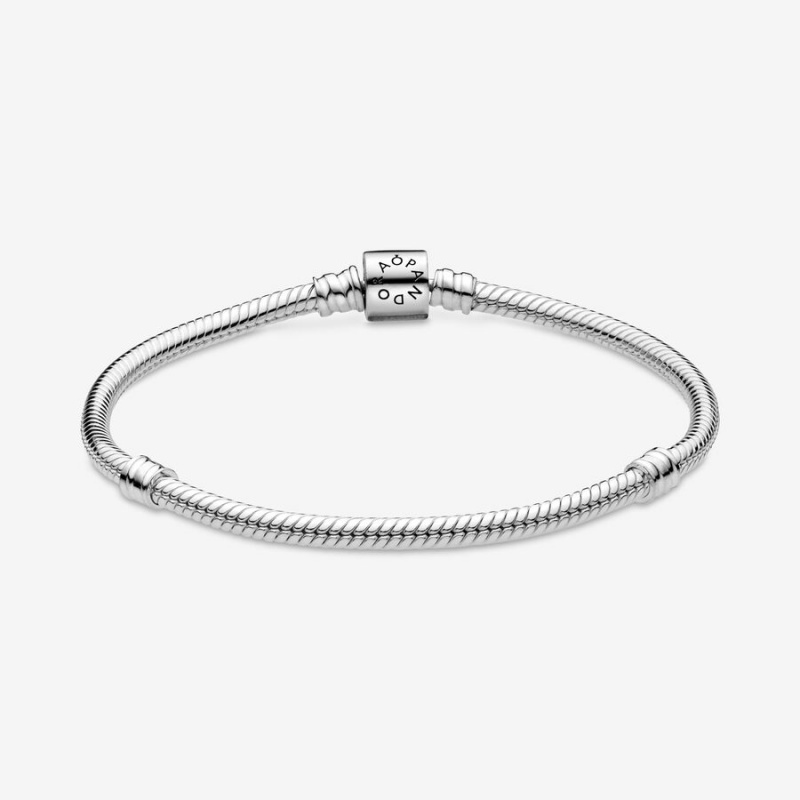 Sterling Silver Pandora Moments Barrel Clasp Snake Charm Bracelets | 167-XETYBI