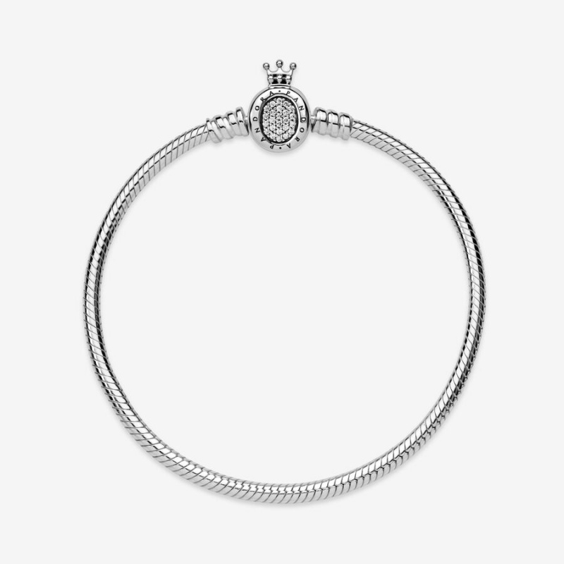 Sterling Silver Pandora Moments Crown O Clasp Snake Charm Holders | 570-IJCWGD