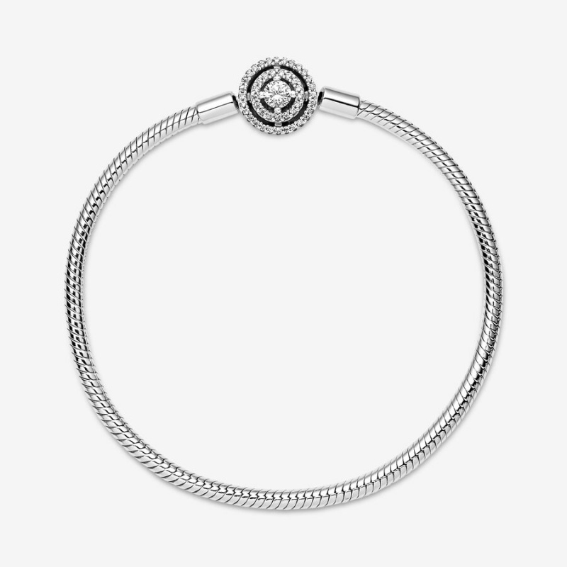 Sterling Silver Pandora Moments Halo Snake Charm Bracelets | 470-SOAIKL