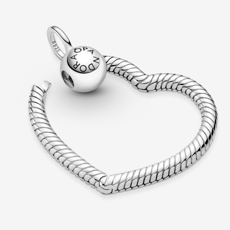 Sterling Silver Pandora Moments Heart Charm Holders | 706-MVELAD