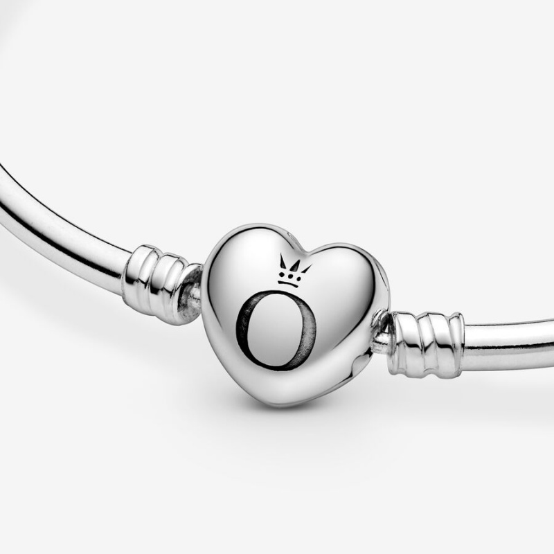 Sterling Silver Pandora Moments Heart Clasp Bangle Charm Holders | 715-ERBWAY