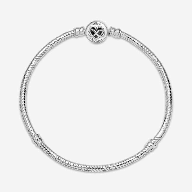 Sterling Silver Pandora Moments Heart Infinity Clasp Snake Charm Bracelets | 035-DLWOMH