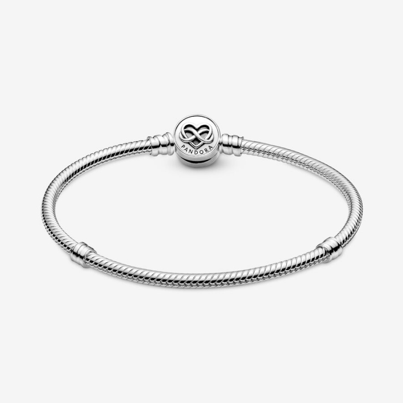 Sterling Silver Pandora Moments Heart Infinity Clasp Snake Charm Bracelets | 035-DLWOMH