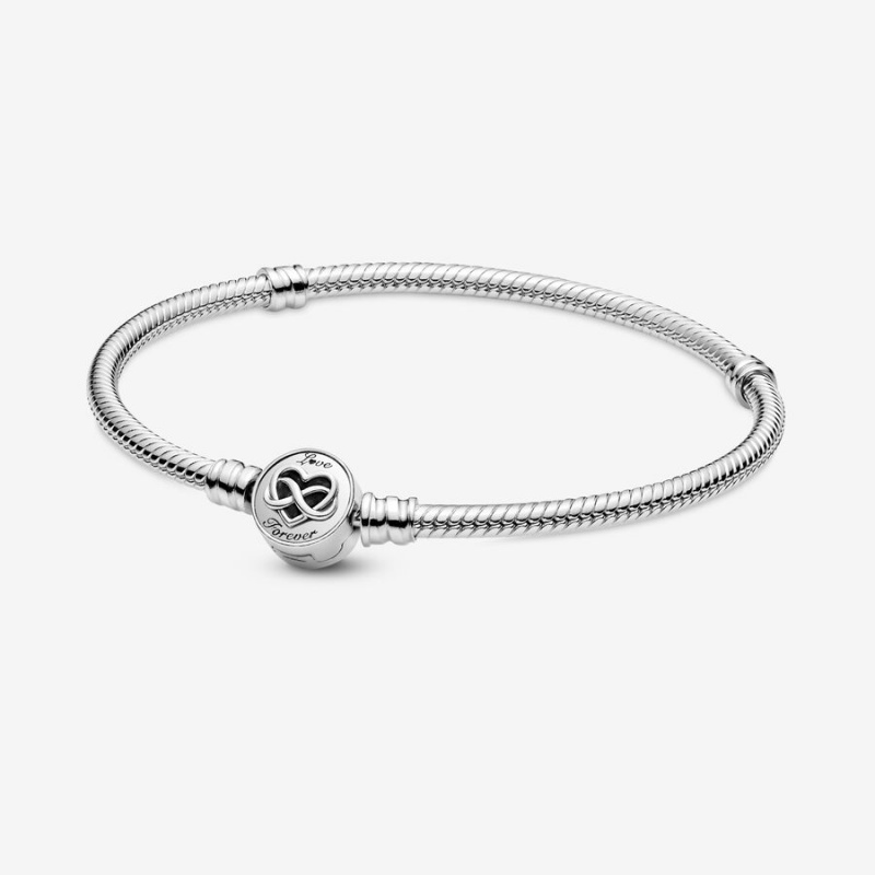 Sterling Silver Pandora Moments Heart Infinity Clasp Snake Charm Holders | 276-NJAIXS