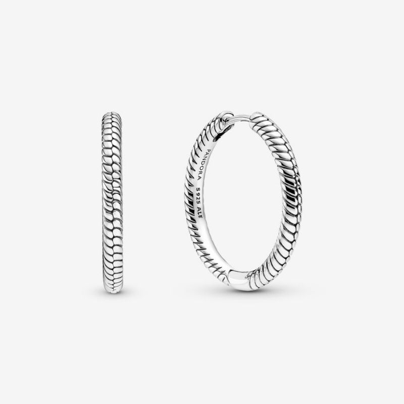 Sterling Silver Pandora Moments Hoop Earrings | 025-SZMKBQ