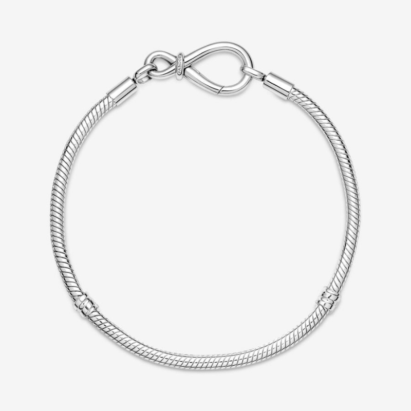 Sterling Silver Pandora Moments Infinity Knot Snake Charm Bracelets | 830-TFIGXN