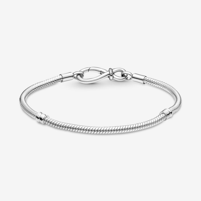 Sterling Silver Pandora Moments Infinity Knot Snake Charm Bracelets | 830-TFIGXN