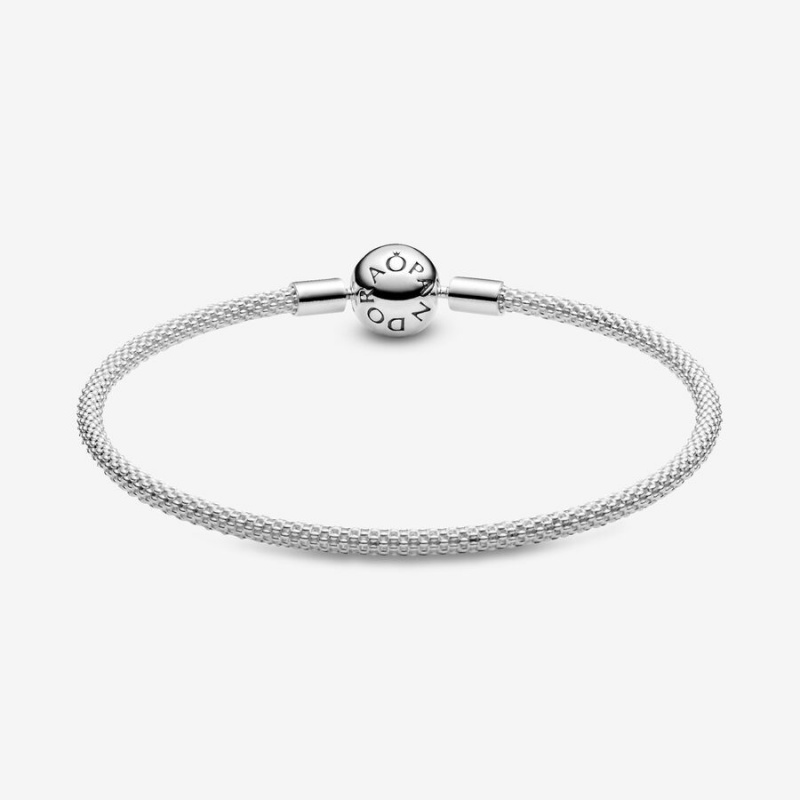 Sterling Silver Pandora Moments Mesh Charm Bracelets | 827-WXDMBG