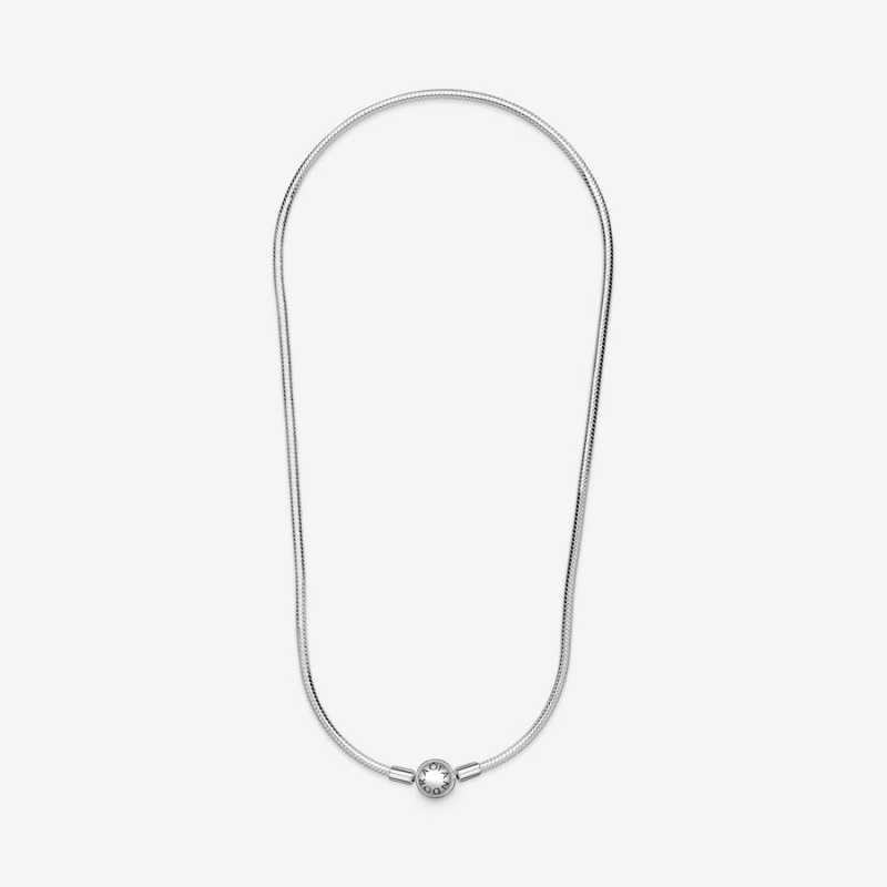 Sterling Silver Pandora Moments Snake Chain Necklaces | 620-QEUZDK