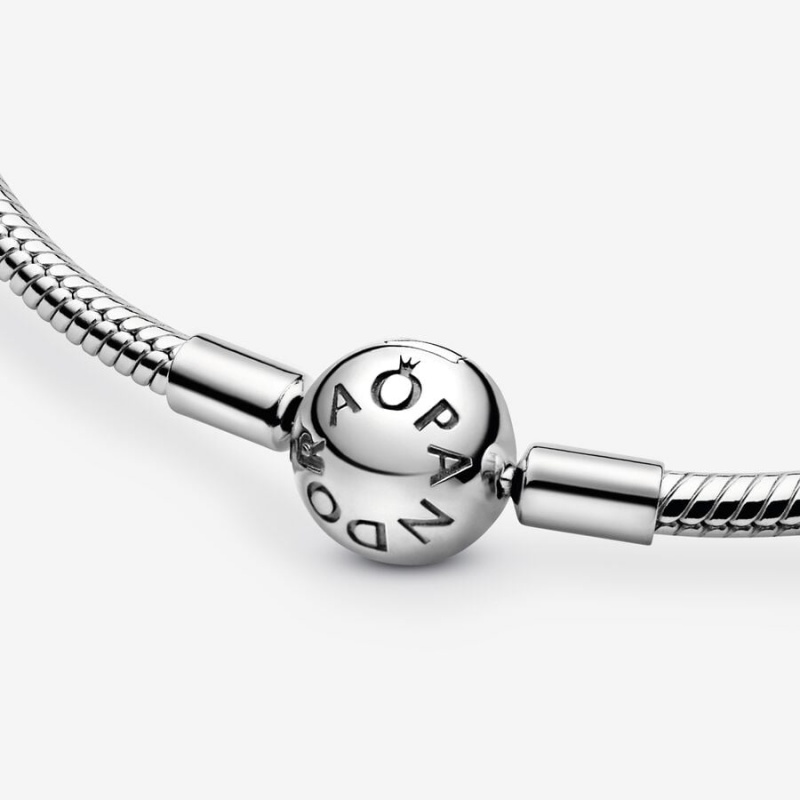 Sterling Silver Pandora Moments Snake Chain Necklaces | 620-QEUZDK