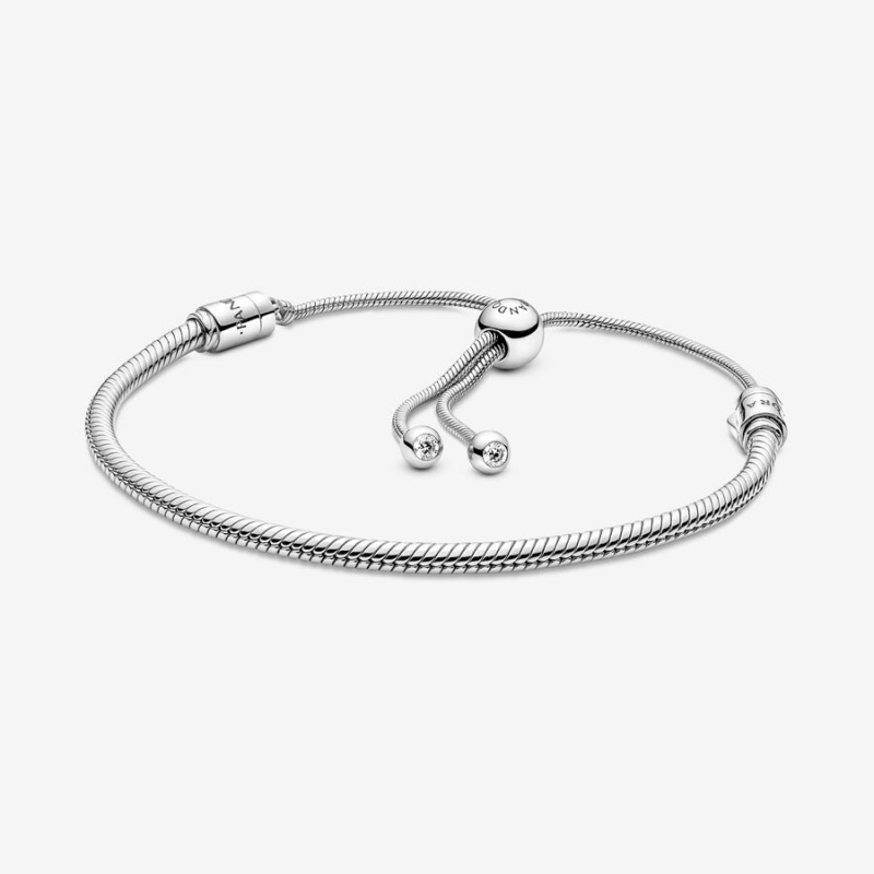 Sterling Silver Pandora Moments Snake Slider Charm Bracelets | 390-TVOUEJ