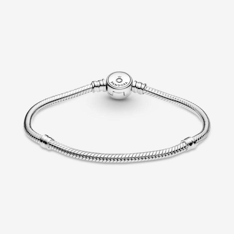 Sterling Silver Pandora Moments Sparkling Blue Disc Clasp Snake Charm Holders | 035-DOKYES