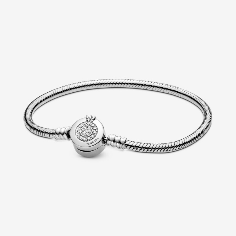 Sterling Silver Pandora Moments Sparkling Crown O Snake Charm Holders | 423-GAIDVY