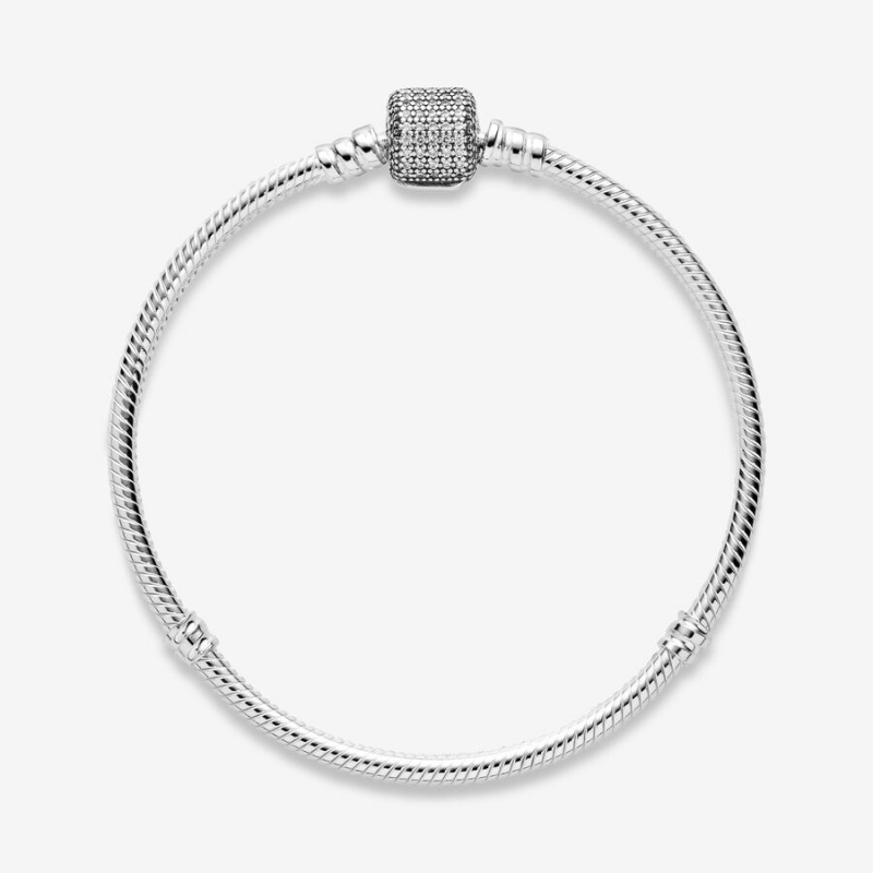 Sterling Silver Pandora Moments Sparkling Pavé Clasp Snake Charm Holders | 948-ADPVMB