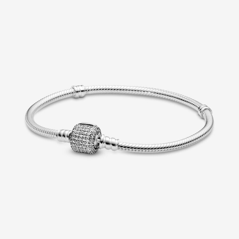 Sterling Silver Pandora Moments Sparkling Pavé Clasp Snake Charm Holders | 948-ADPVMB