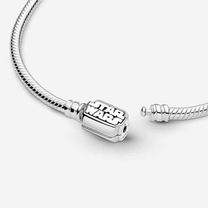 Sterling Silver Pandora Moments Star Wars Snake Clasp Charm Bracelets | 367-MQRBSP