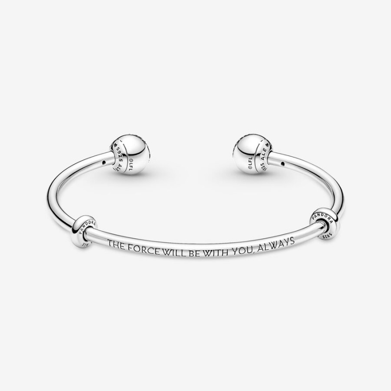 Sterling Silver Pandora Moments Star Wars™ Light & Dark Side Logo Open Bangle Bangles | 395-KVIPBO