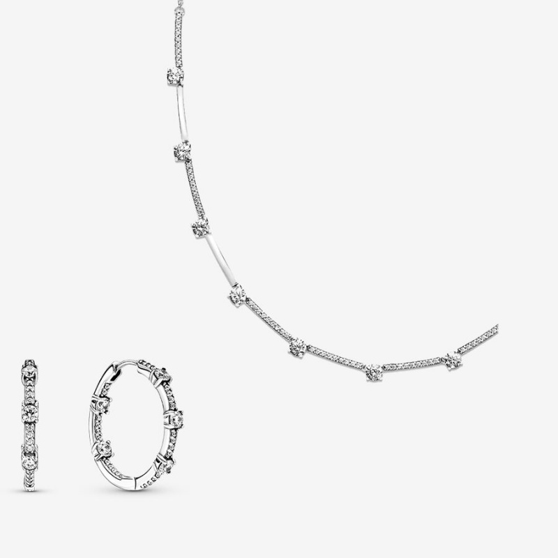 Sterling Silver Pandora Necklace & Earring Sets | 709-MLRGEN