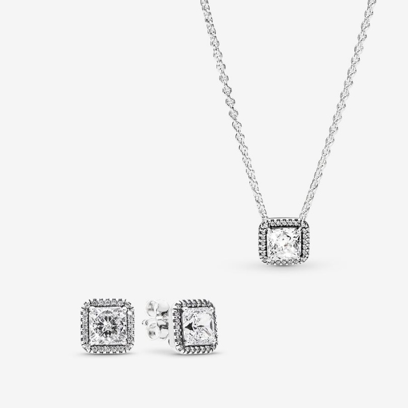 Sterling Silver Pandora Necklace & Earring Sets | 019-XJHILZ