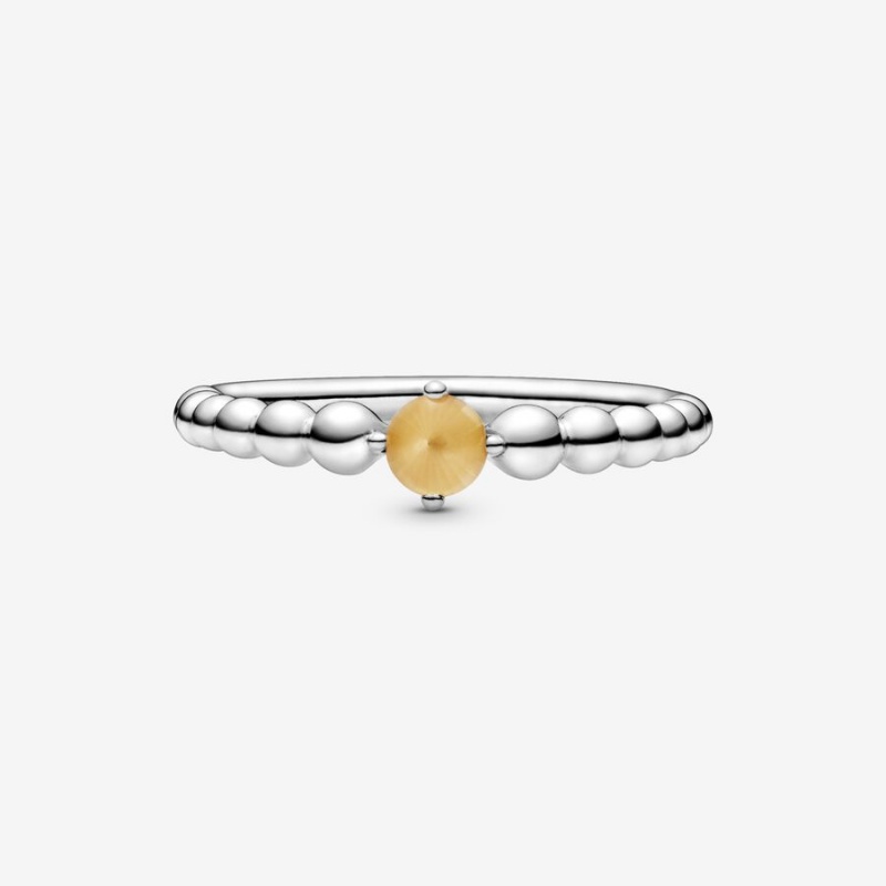 Sterling Silver Pandora November Honey Beaded Birthstone Rings | 570-HXPVBW