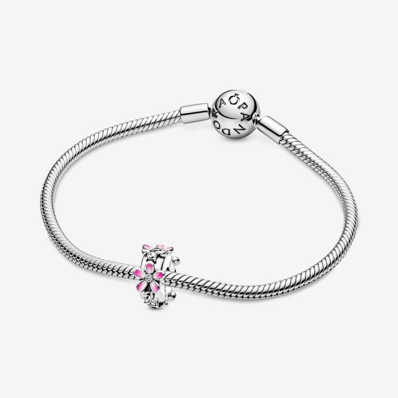 Sterling Silver Pandora Pink Daisy Flower Clip Clips | 486-FDENHA