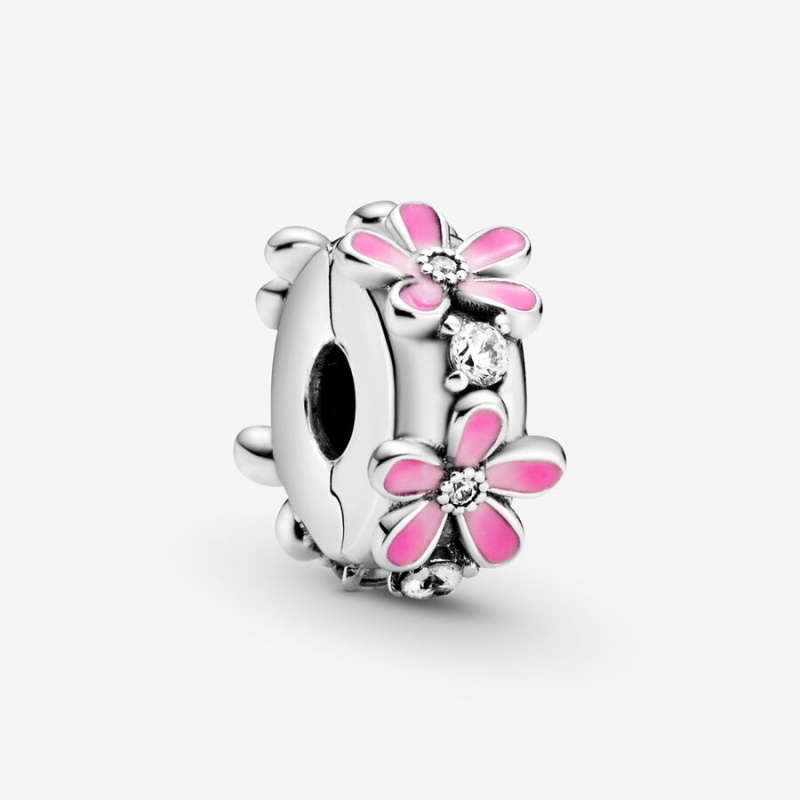 Sterling Silver Pandora Pink Daisy Flower Clip Clips | 486-FDENHA