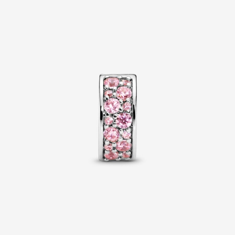 Sterling Silver Pandora Pink Pavé Clip Clips | 385-XFGOVS