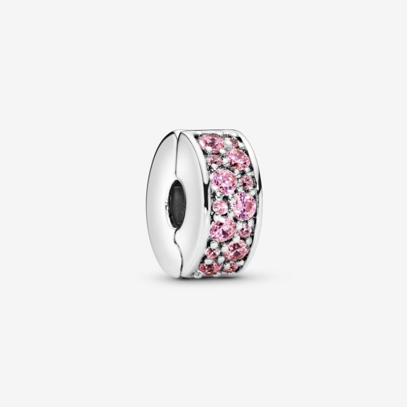 Sterling Silver Pandora Pink Pavé Clip Clips | 385-XFGOVS