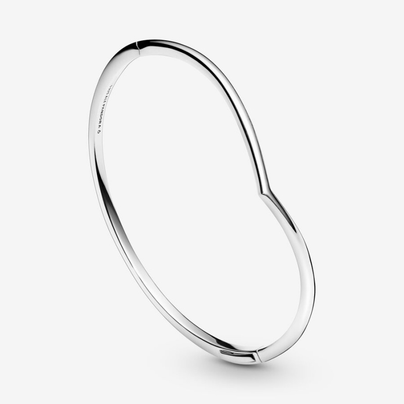 Sterling Silver Pandora Polished Wishbone Bangle Bangles | 254-DLBUIJ