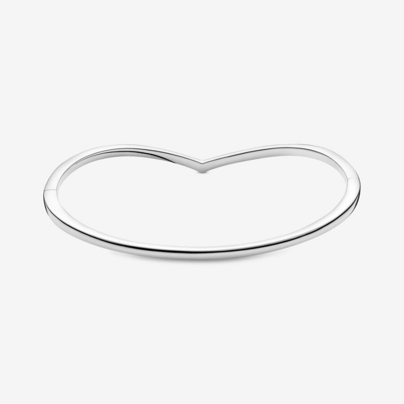 Sterling Silver Pandora Polished Wishbone Bangle Bangles | 254-DLBUIJ