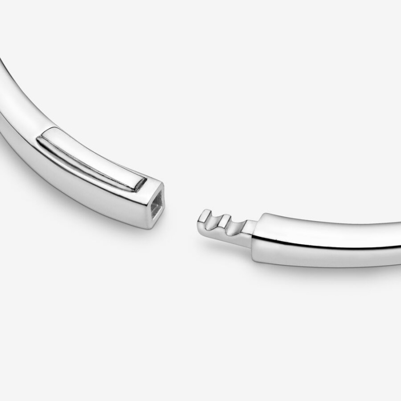 Sterling Silver Pandora Polished Wishbone Bangle Bangles | 254-DLBUIJ