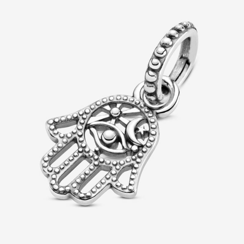 Sterling Silver Pandora Protective Hamsa Hand Dangle Dangle Charms | 239-TKVHOY