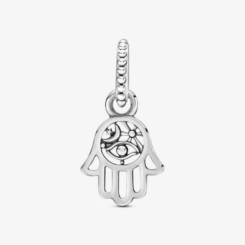 Sterling Silver Pandora Protective Hamsa Hand Dangle Dangle Charms | 239-TKVHOY