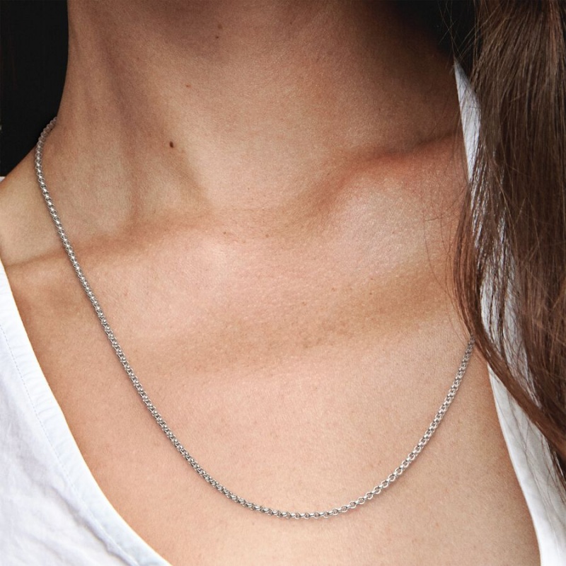 Sterling Silver Pandora Rolo Chain Necklaces | 953-ITFEMV